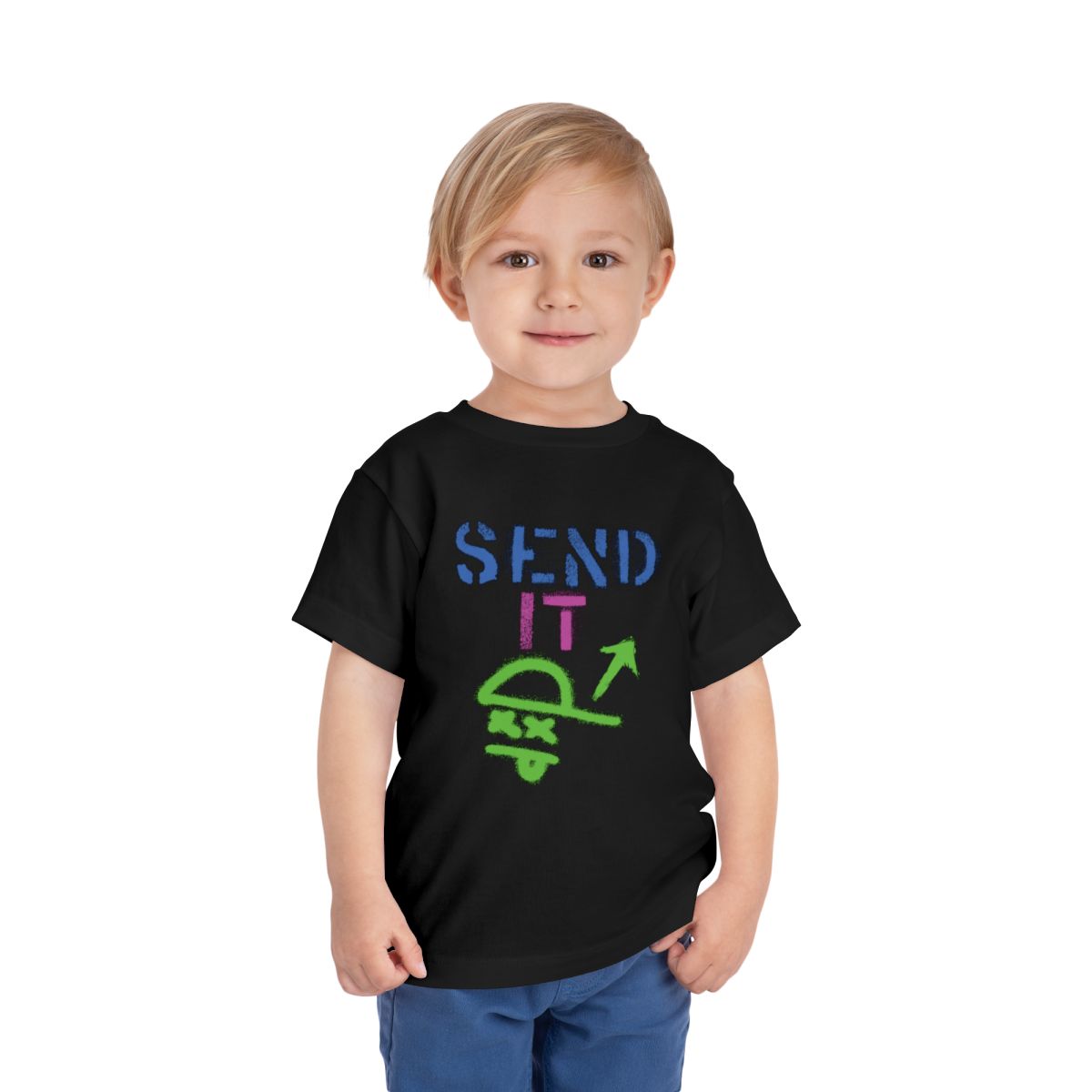 Toddler Tee - Neon SEND IT Skate Skull Shirt