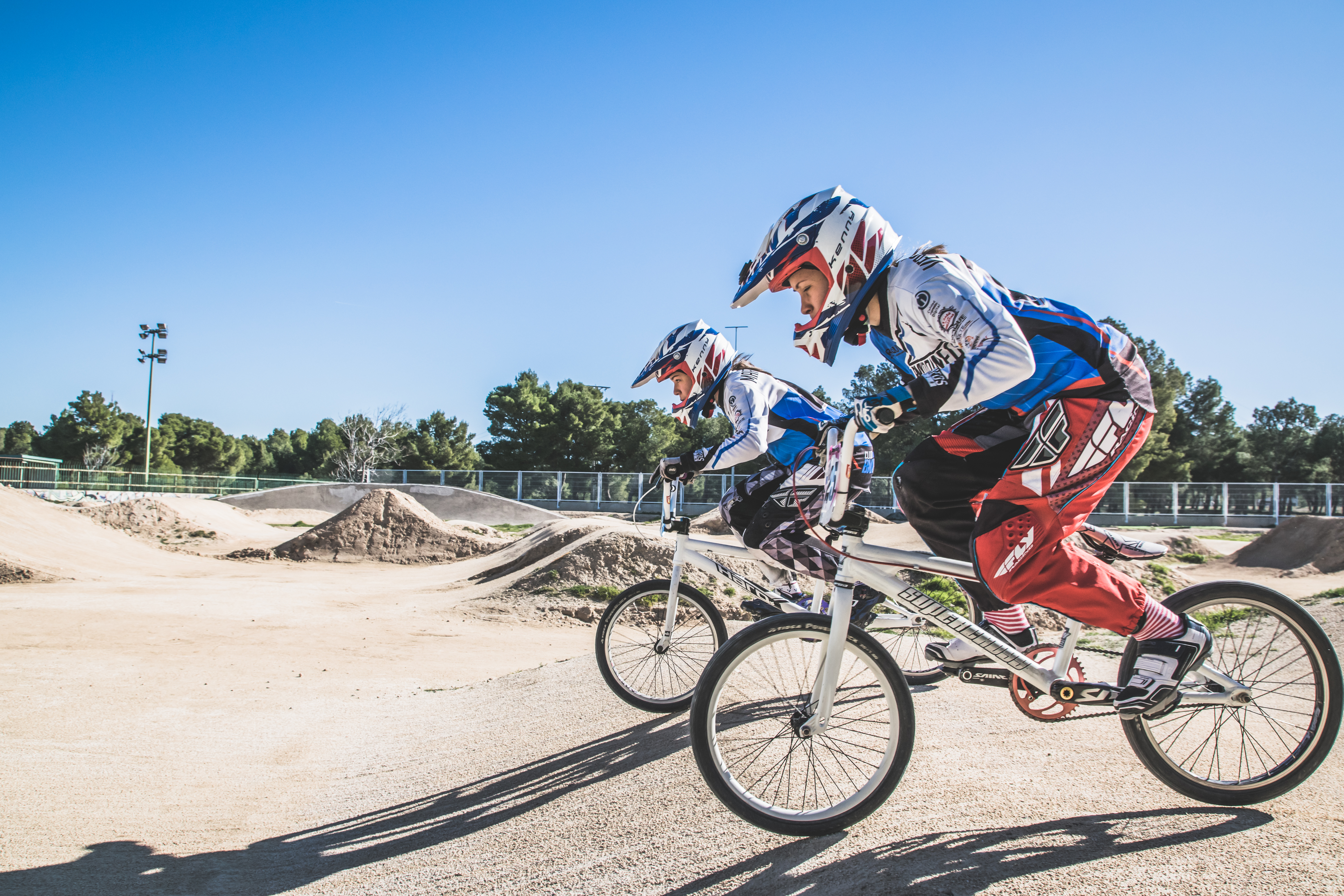 BMX racers competing
